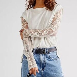 Free People Billie Jean Twofer Lace Mint Top